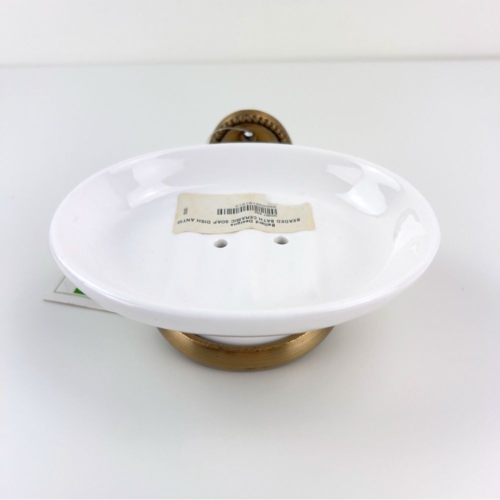 Ballard Designs BEADED BATH CERAMIC SOAP DISH ANTIQE FINISH